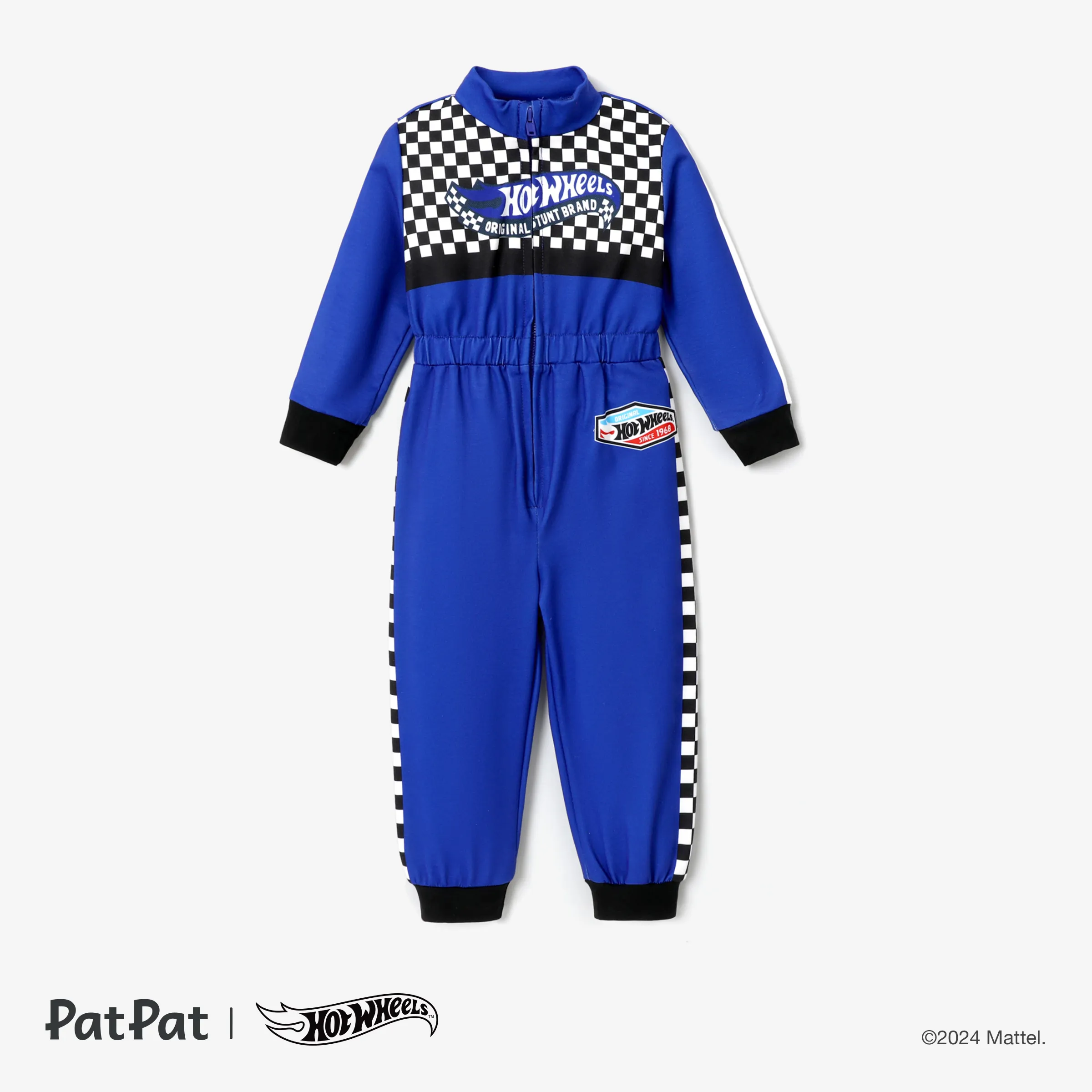 Hot Wheels Toddler Boy Colorblock Logo Print Long-sleeve Racing Jumpsuit Blue
