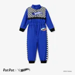 Hot Wheels Toddler Boy Colorblock Logo Print Long-sleeve Macacão de Corrida Azul