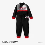 Hot Wheels Toddler Boy Colorblock Logo-Print Langärmeliger Renn-Jumpsuit schwarz