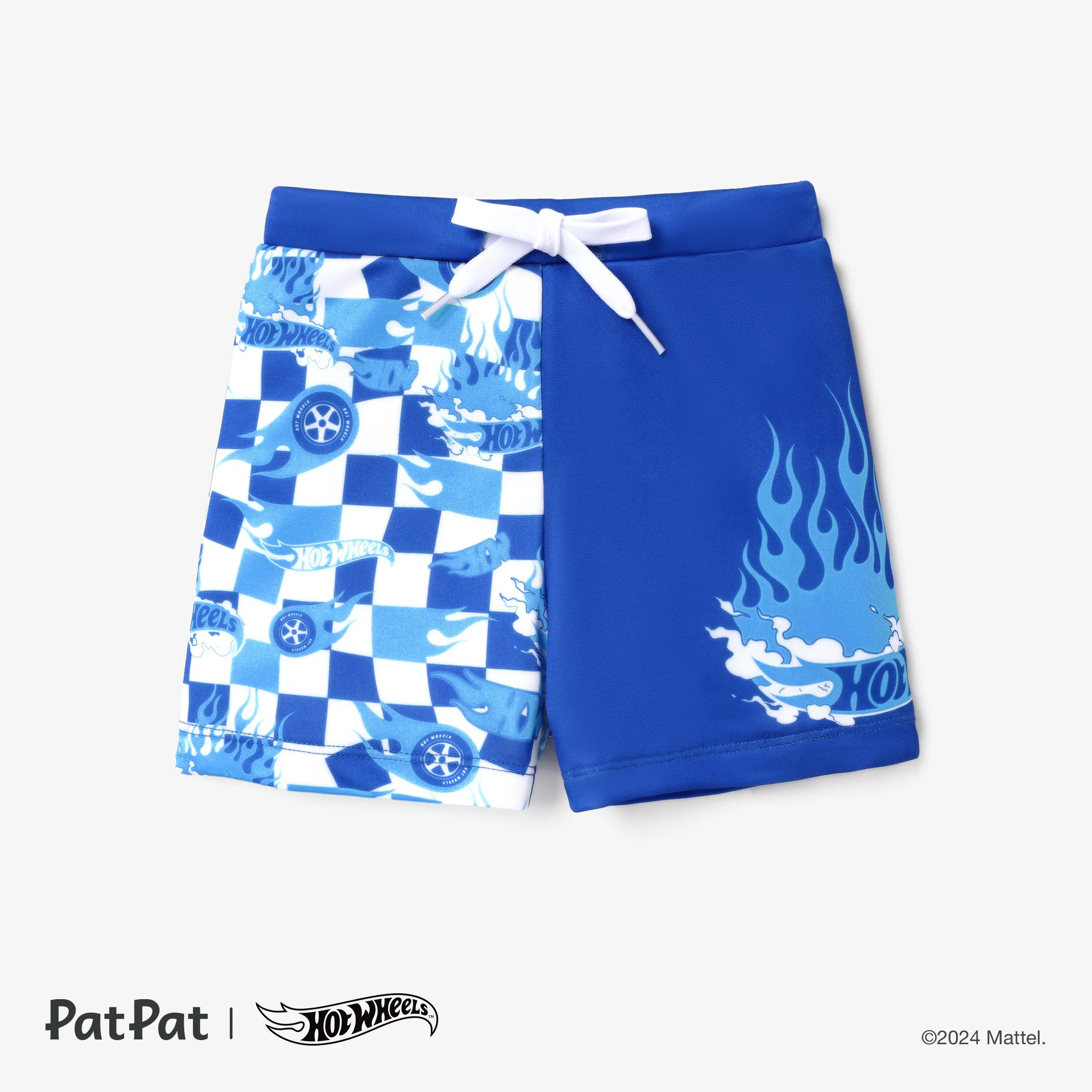 Hot Wheels Toddler boy/Kid Boy Positioned print checkerboard swim shorts