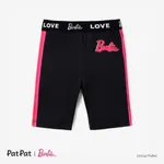 Barbie Color checkerboard/color love letter stripe cycling pants
 Black