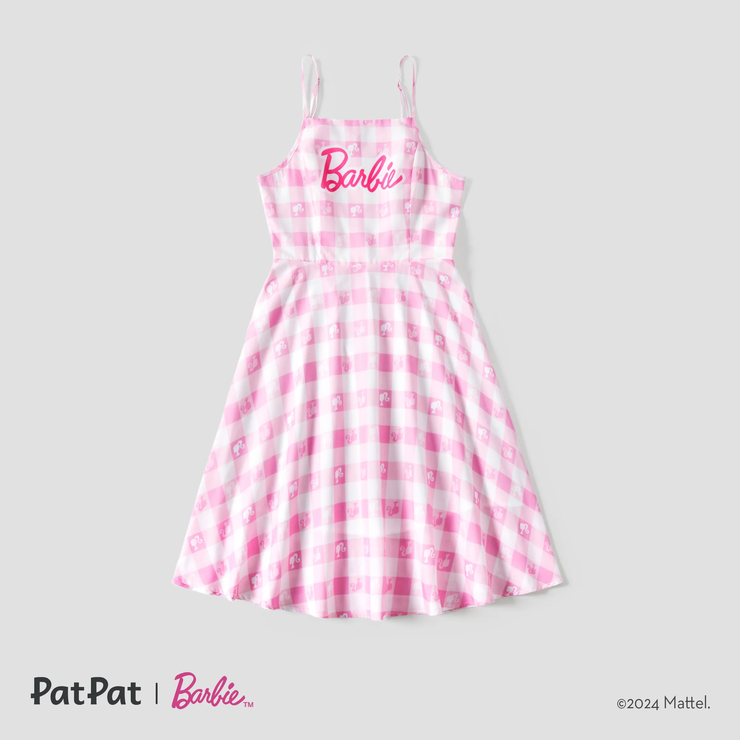 Barbie Mommy And Me Pink Plaid With Logo Print Dress