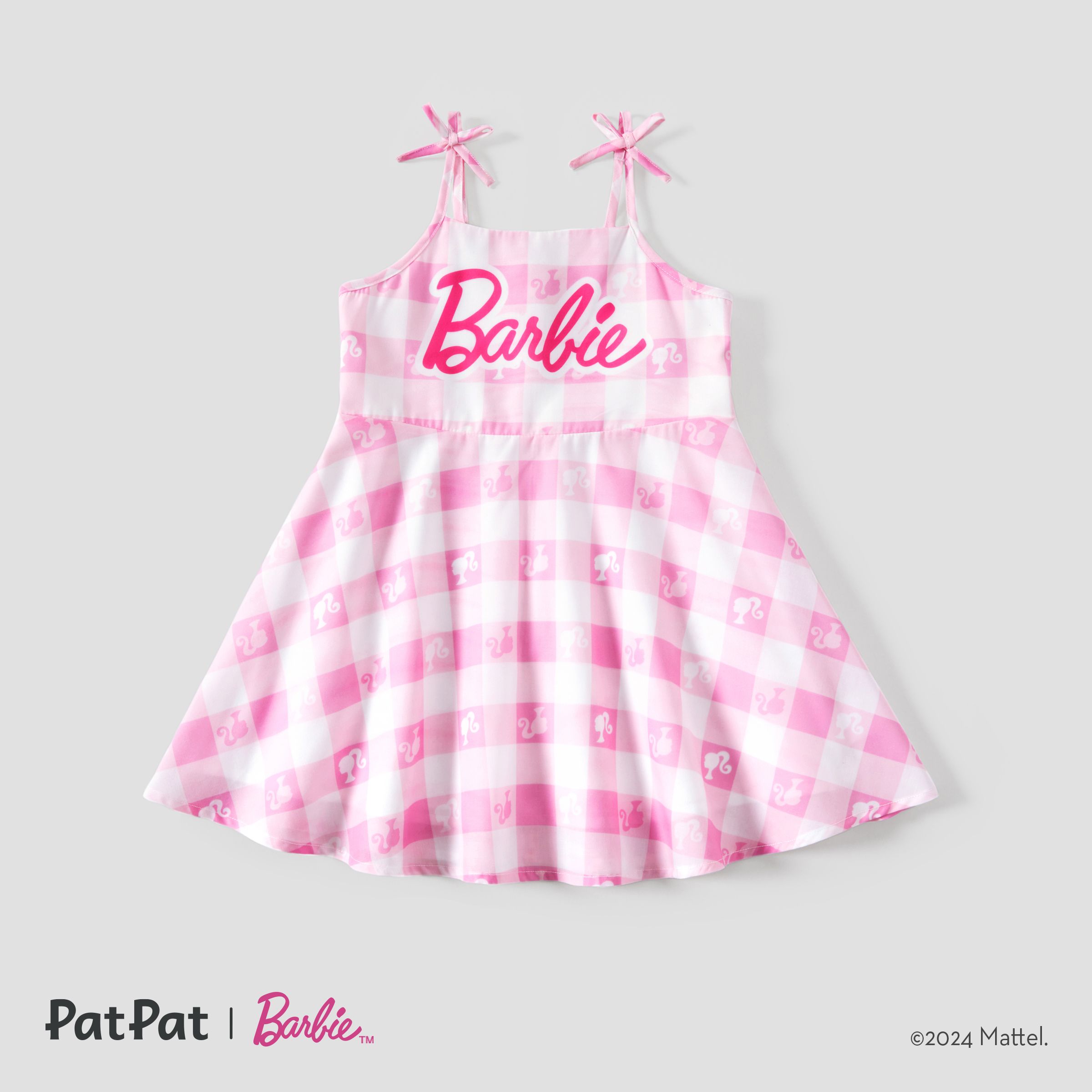 Barbie Maman Et Moi Robe à Carreaux Rose Avec Logo Imprimé