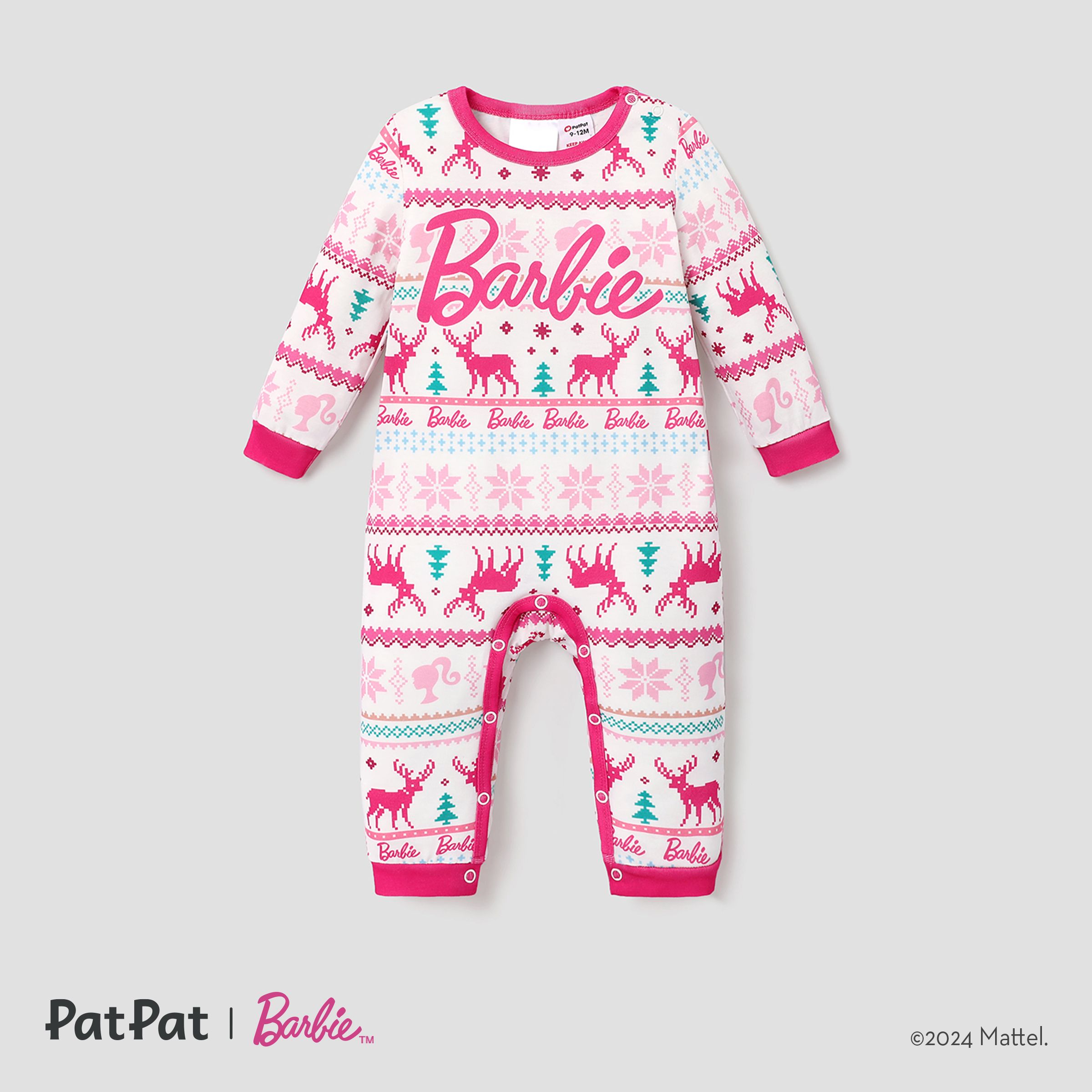 Barbie Christmas Mommy And Me Snowflake Deer Pattern Print Pajamas Sets (Flame Resistant)
