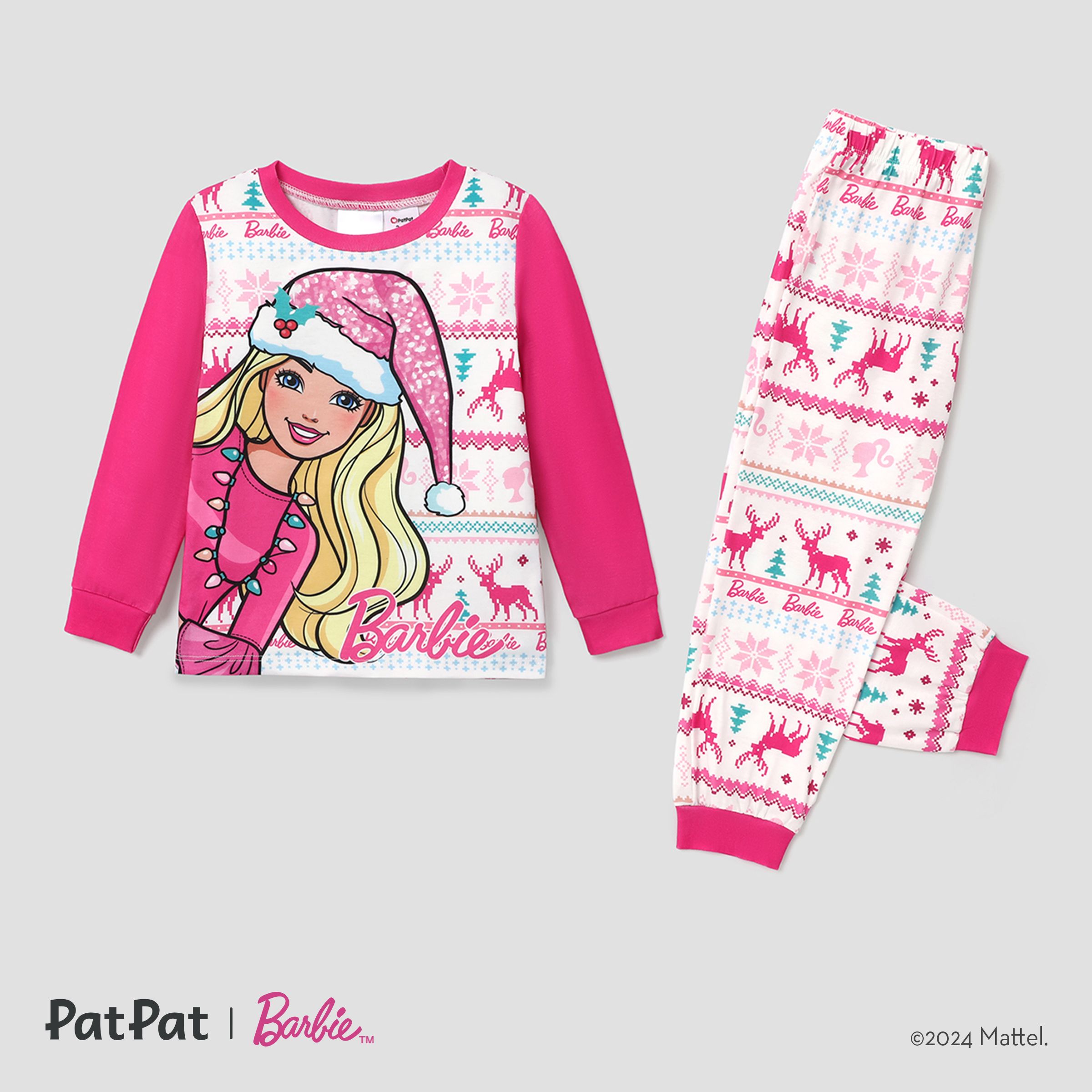 Barbie Noël Assorti Mommy And Me Snowflake Deer Pattern Home Wear Pyjamas Sets