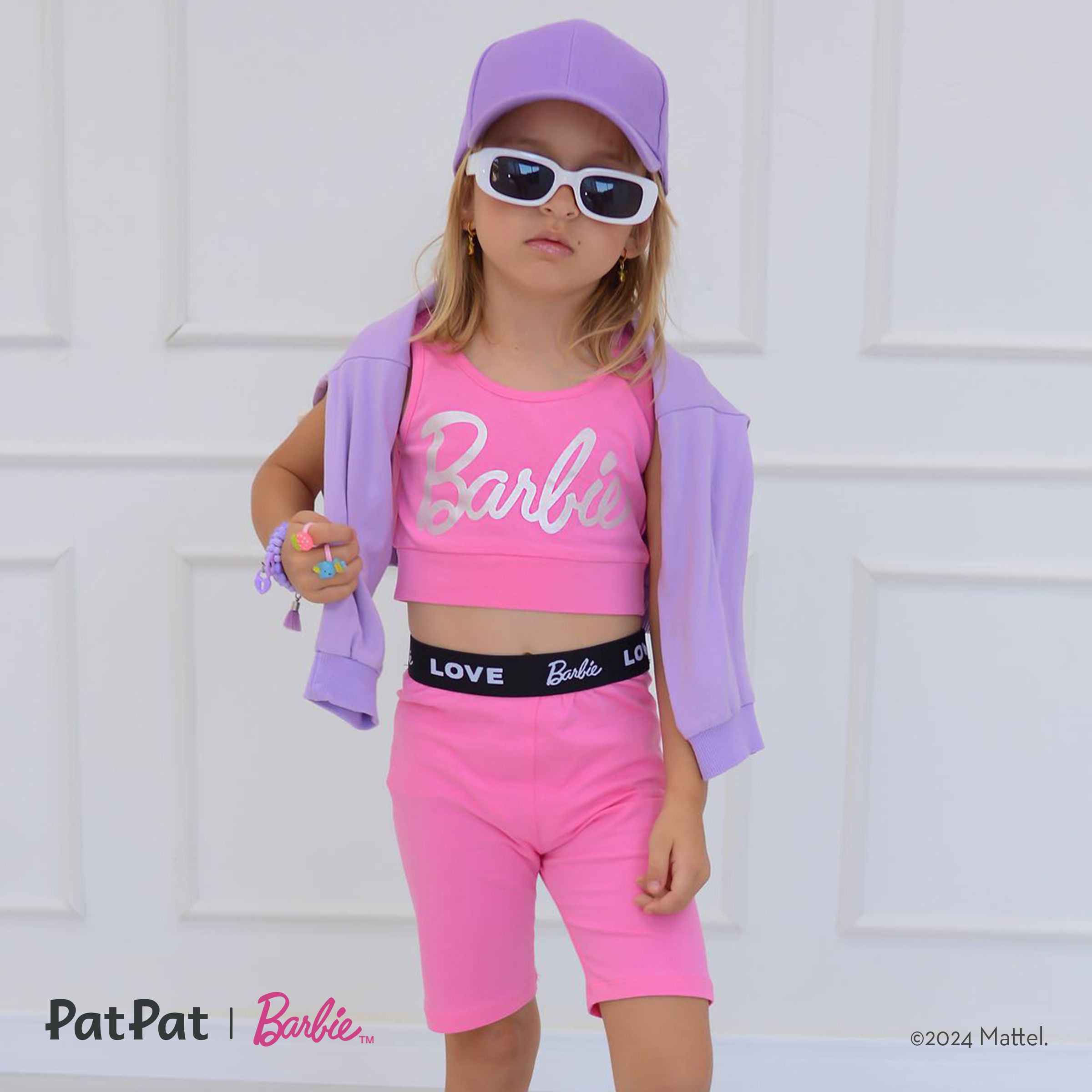 Barbie 2pcs Enfant En Bas âge / Enfant Fille Coton Débardeur Et Short Ensemble