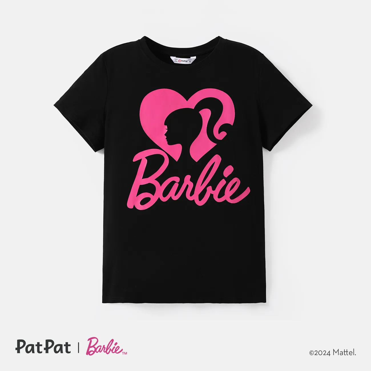 Barbie Mommy and Me Cotton Short-sleeve Heart & Letter Print Short-sleeve T-shirts Black big image 1