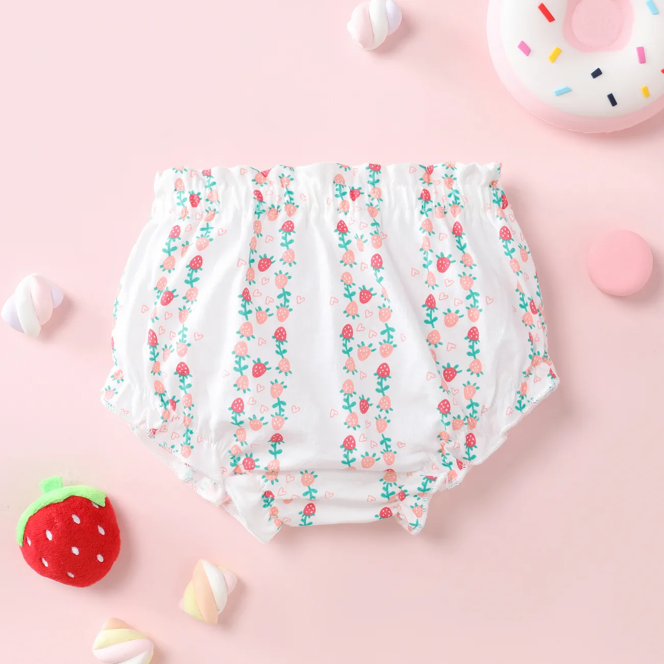 Kindliches Erdbeer-Unterwäsche-Set, 1-teilig, Baumwolle, für Kinder Mädchen rosa big image 1