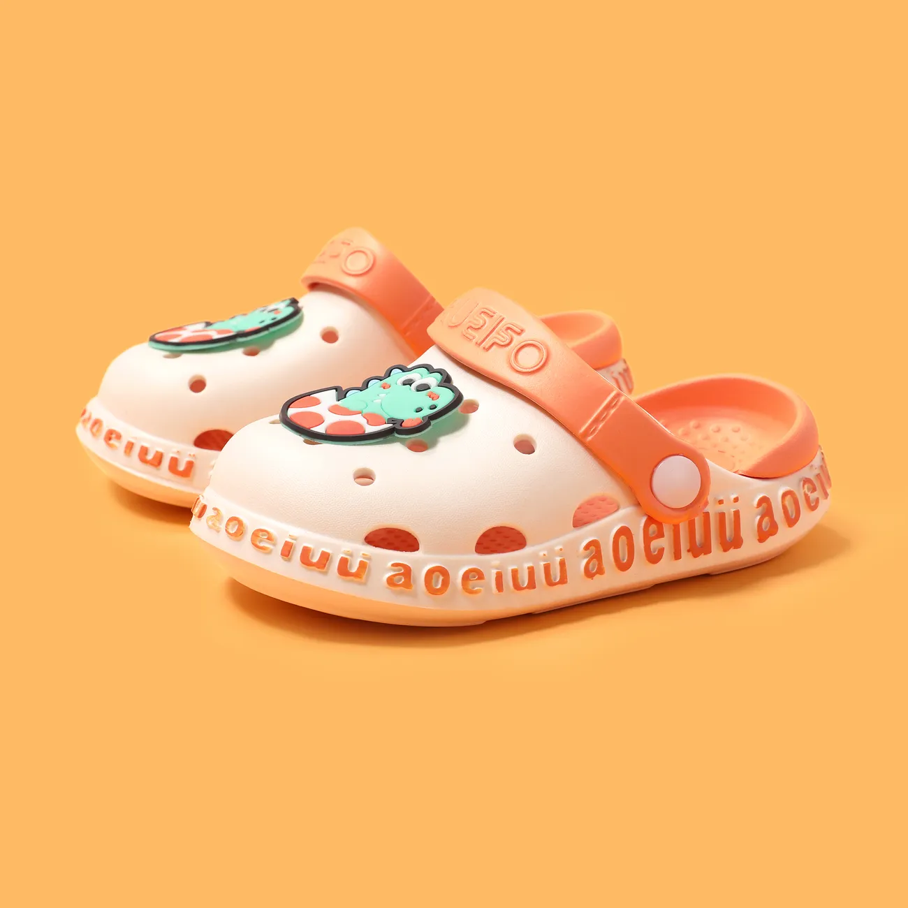 Toddler/Kids Girl/Boy Graffiti Cartoon Pattern Vent Clogs Hole Shoes Creamy White big image 1