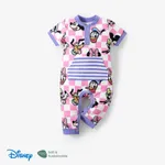 Disney Mickey and Friends 1pc Baby Boys/Girls Naia™ Plaid/Striped Short-Sleeve Romper
 Pink