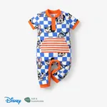 Disney Mickey and Friends 1pc Baby Boys/Girls Naia™ Plaid/Striped Short-Sleeve Romper
 Blue