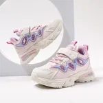 Kids Girl/Boy Solid Color Fiber Mesh Cloth Velcro Sports Shoes Pink
