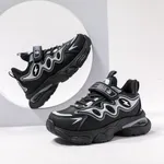 Kids Girl/Boy Solid Color Fiber Mesh Cloth Velcro Sports Shoes Black