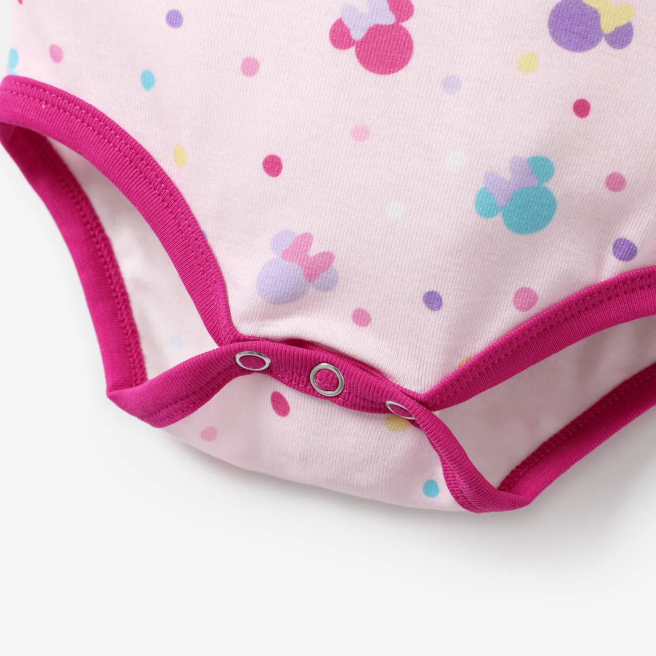Disney Mickey and Friends Baby Girls/Boys Naia™ Character Print Polka Dot Romper with Pants Set Pink big image 1