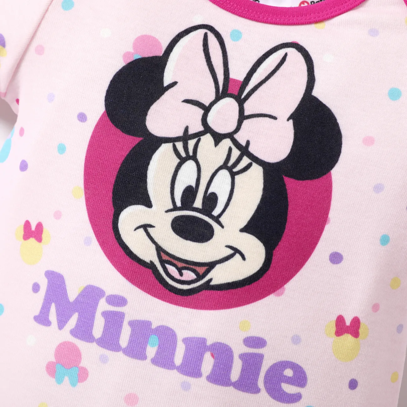Disney Mickey and Friends Baby Girls/Boys Naia™ Character Print Polka Dot Romper with Pants Set Pink big image 1