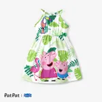 Peppa Pig 1pc Toddler Girl Character Beach or Botanical Print Maxi Dress Green