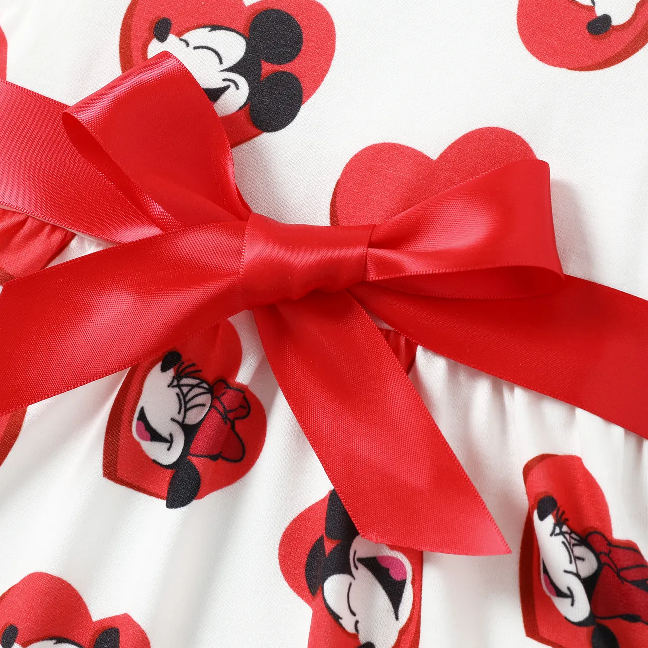 Disney Mickey and Friends Dia da Mãe IP Menina Mangas franzidas Infantil Vestidos vermelho branco big image 1