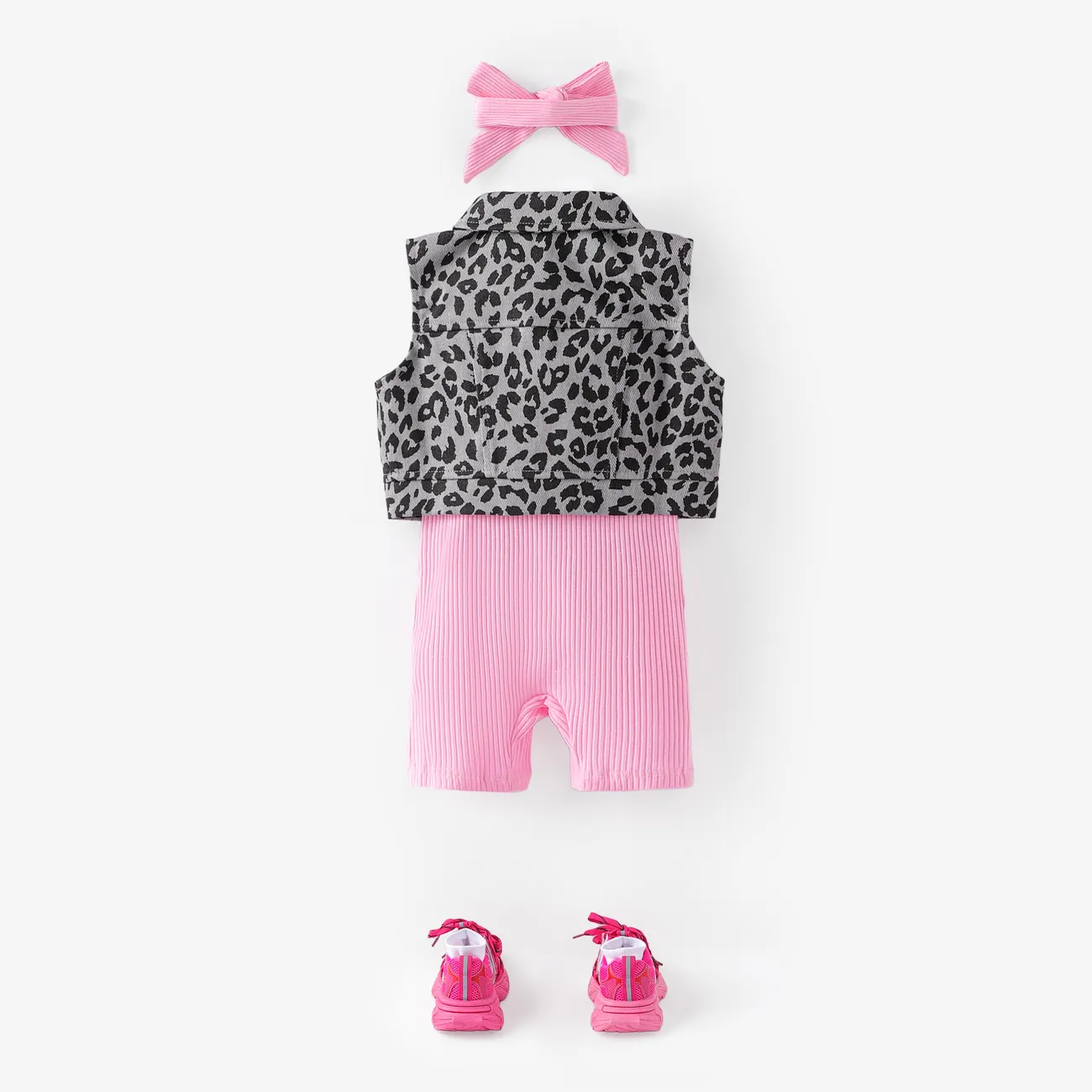 3 unidades Niño pequeño Chica Botón A la moda Estampado de leopardo rosado big image 1