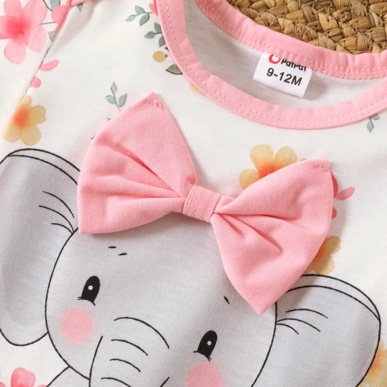 3 Stück Baby Mädchen Elefant Kindlich Kurzärmelig Baby-Sets rosa big image 1