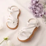 Toddler/Kids Girl Casual Solid 3D Flower Leather Sandals White