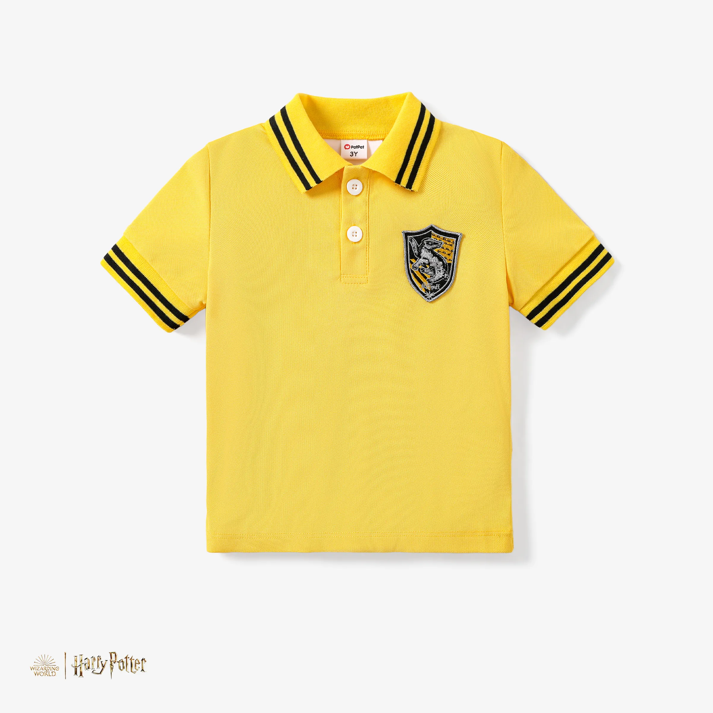 Harry Potter Niño Pequeño/Niño 1pc Ajedrez Patrón de cuadrícula Polo o pantalones cortos de estilo preppy Amarillo