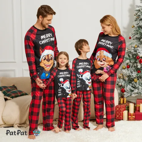 La Pat’ Patrouille Noël Look Familial Chien Manches longues Tenues de famille assorties Pyjamas (Flame Resistant)