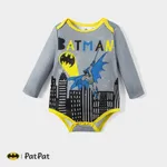 Batman Baby Boy Classic Logo Hooded Sweatshirt and Bodysuit and Pants Light Grey