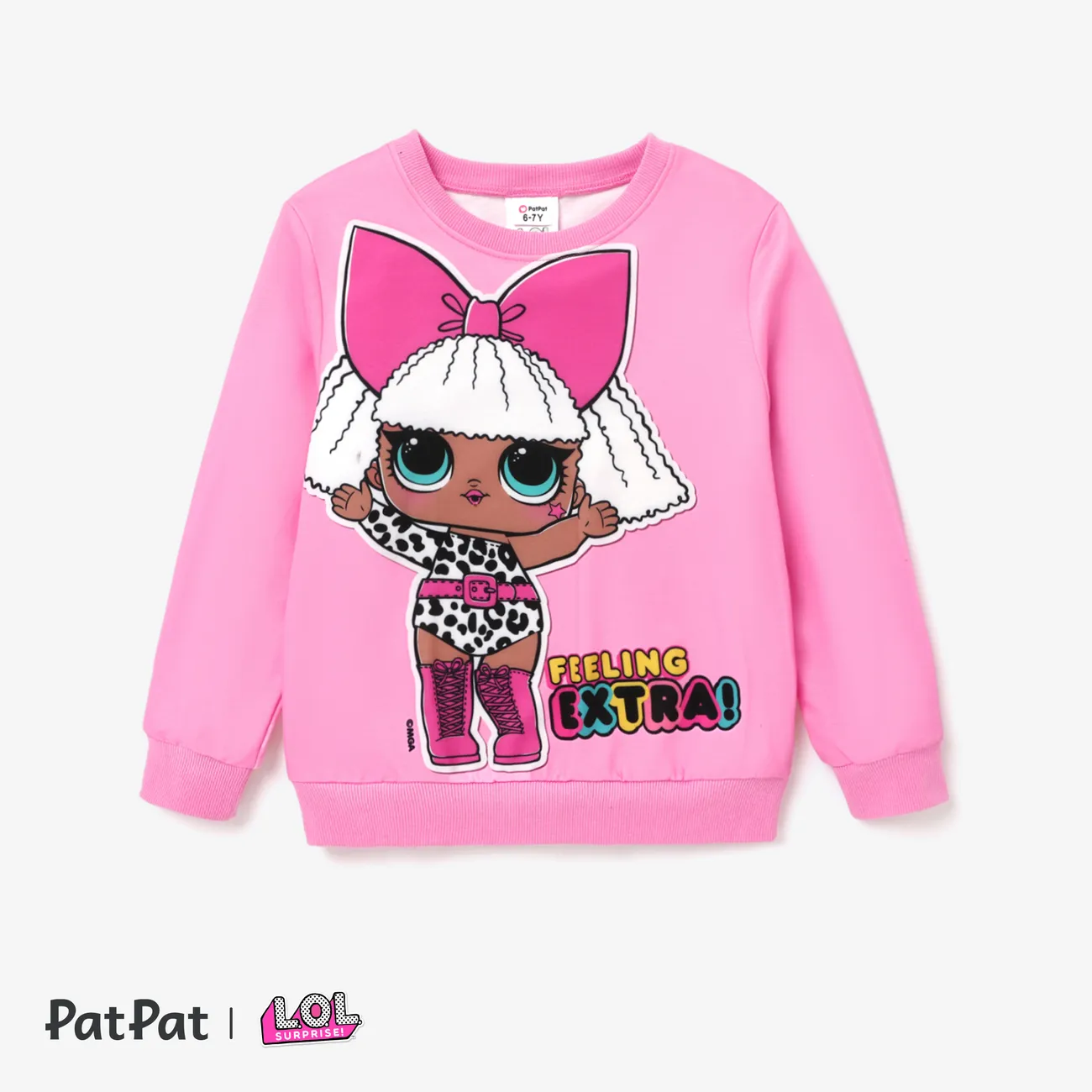L.O.L. SURPRISE! Kid Girl Letter Characters Print Pullover Sweatshirt PINK-1 big image 1