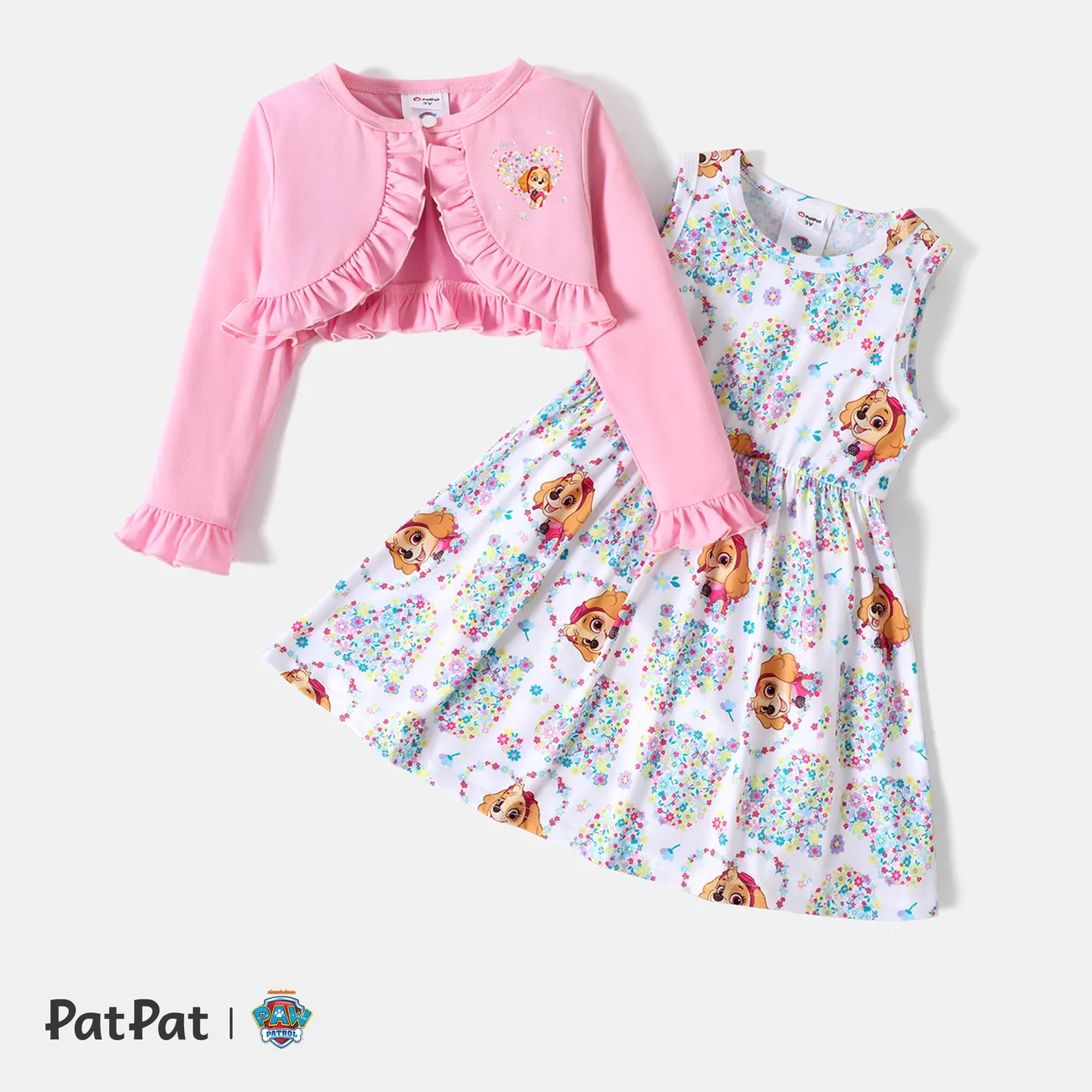 PAW Patrol 2-piece Toddler Girl Skye Ruffle Top and Allover Tank Dress Set Multi-color big image 1