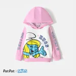 Smurfs Toddler Girl/Boy Letter Print Colorblock Hooded Sweatshirt Pink