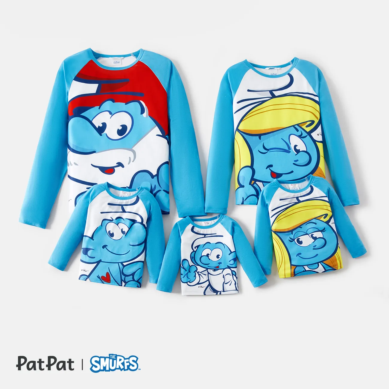 Os Smurfs Look de família Manga comprida Conjuntos de roupa para a família Tops Azul big image 1