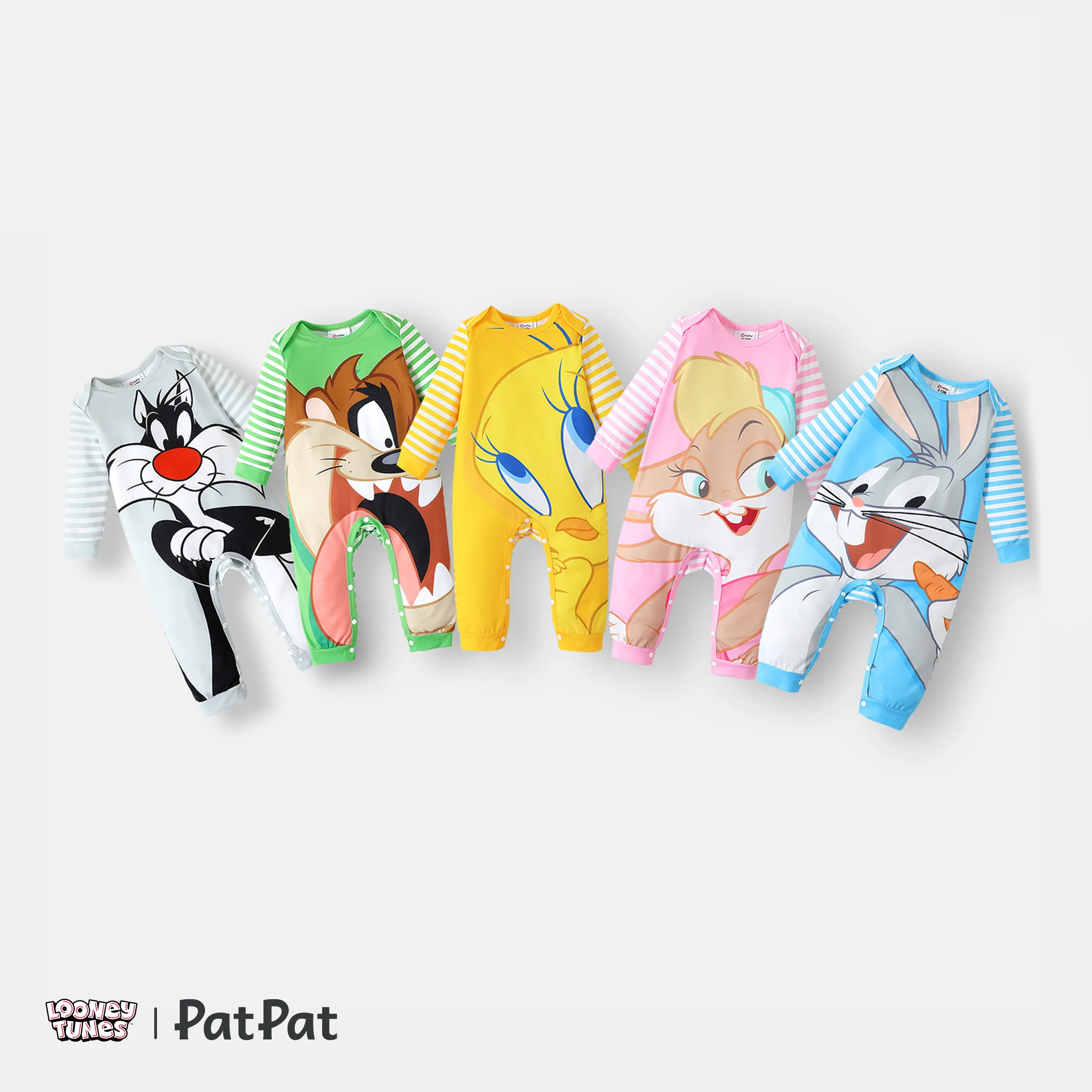 Looney Tunes Baby Boy/Girl Striped Longsleeve Graphic Jumpsuit Only