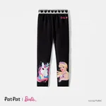 Barbie Kid Girl Unicorn/Letter Print Elasticized Leggings Black