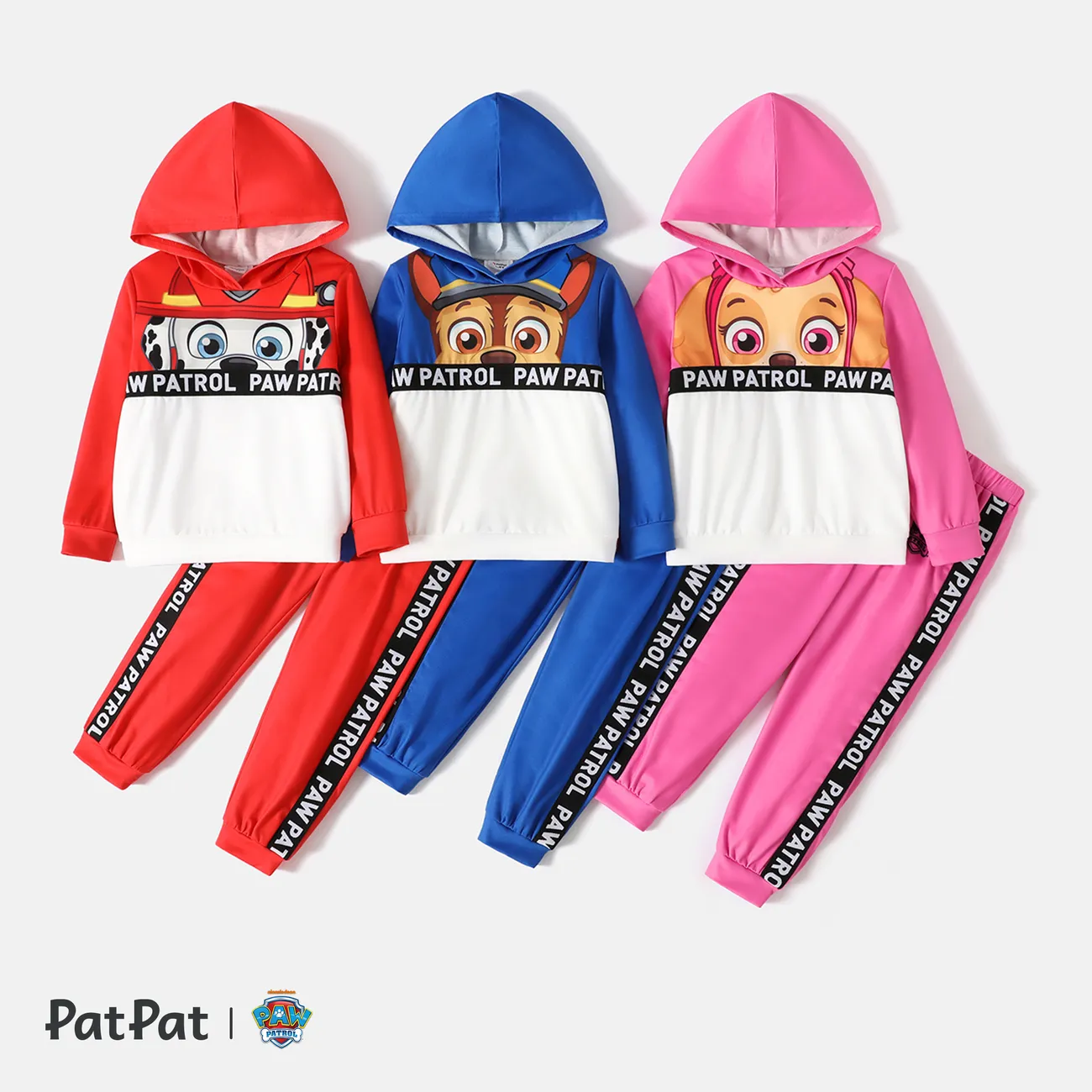 PAW Patrol 2pcs Toddler Boy/Girl Letter Print Colorblock Hoodie Sweatshirt and Pants Set REDWHITE big image 1