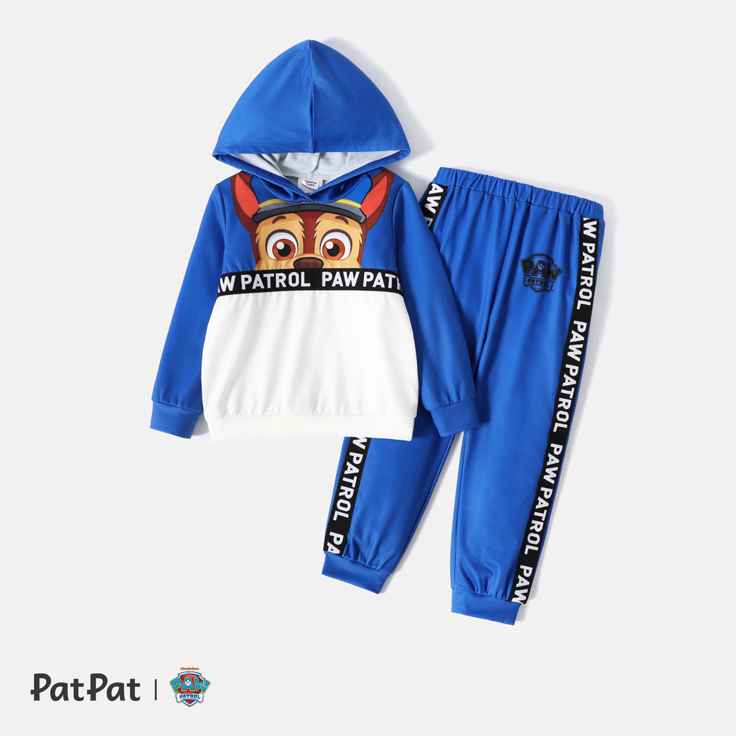 PAW Patrol 2pcs Toddler Boy/Girl Letter Print Colorblock Hoodie Sweatshirt and Pants Set