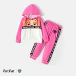 PAW Patrol 2pcs Toddler Boy/Girl Letter Print Colorblock Hoodie Sweatshirt and Pants Set PinkyWhite