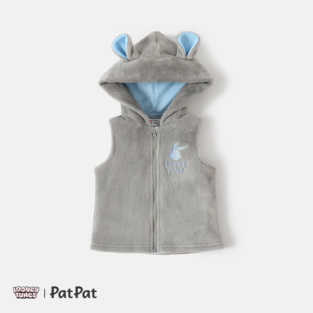 Looney Tunes Baby Boy/Girl Animal Embroidered Long-sleeve Sweatshirt/ Sweatpants/ Vest Light Grey big image 1