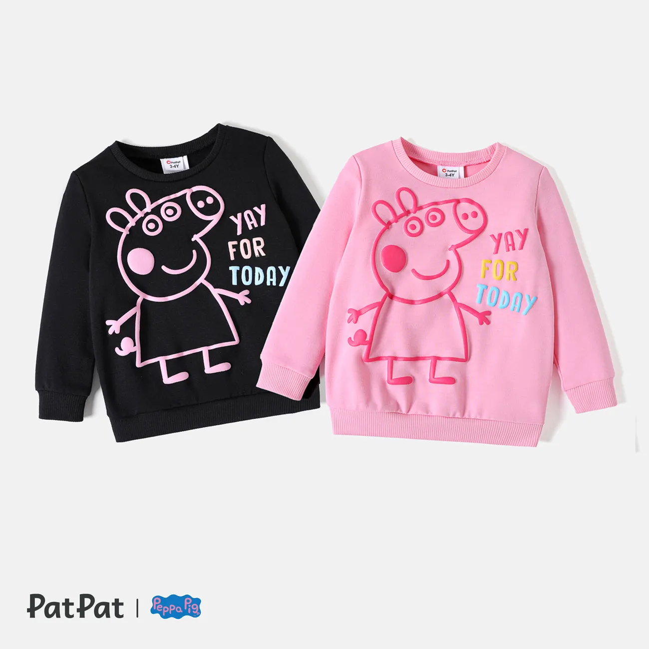 Peppa Pig Toddler Girl puff print Letter Print Pullover Sweatshirt Pink big image 1