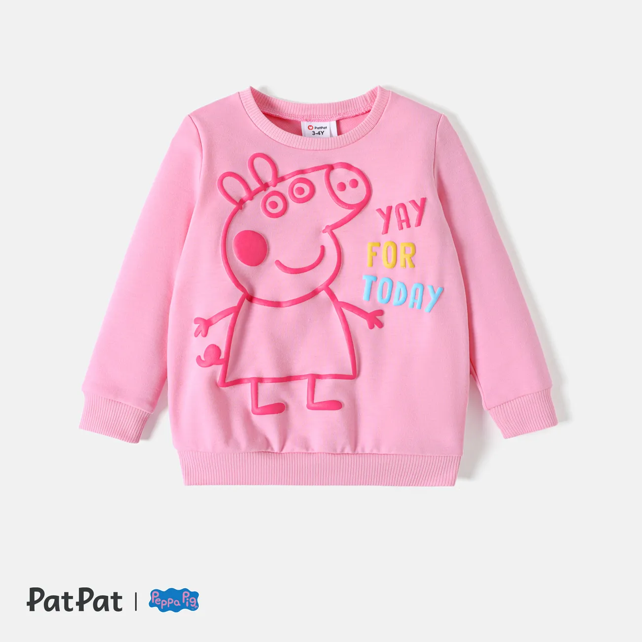 Peppa Pig Toddler Girl puff print Letter Print Pullover Sweatshirt Pink big image 1