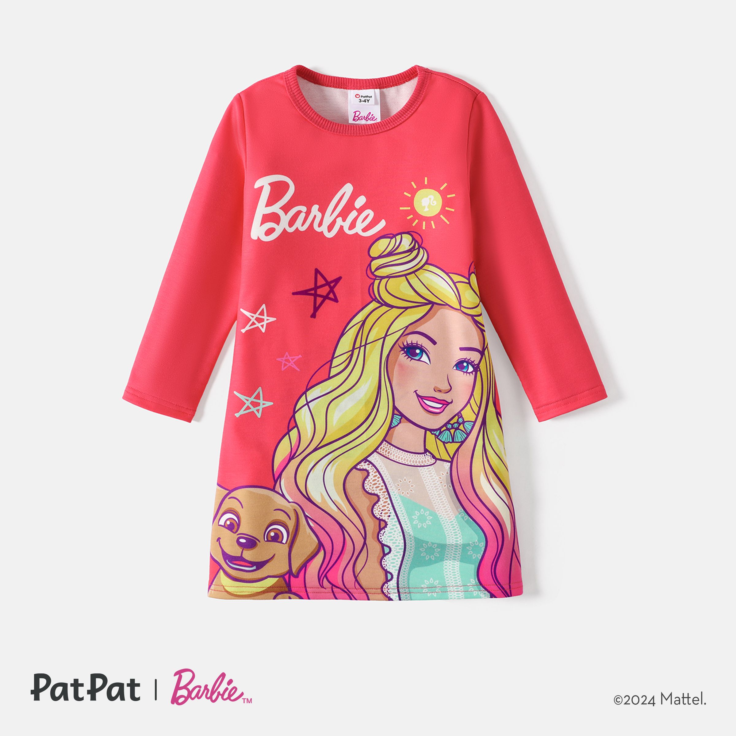 Barbie Robe à Manches Longues à Imprimé Licorne/personnage Pour Toute-petite Fille