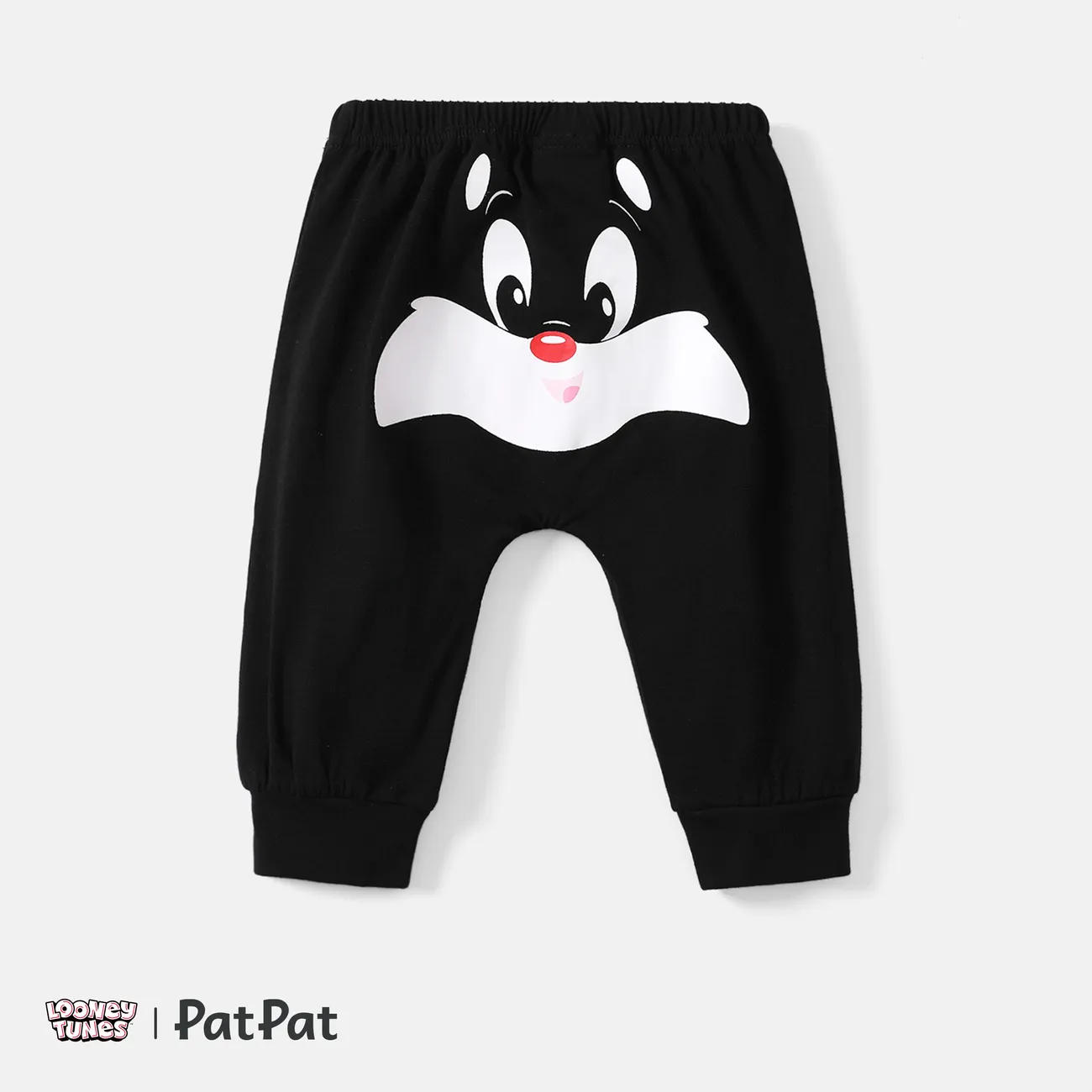 Looney Tunes Baby Boy/Girl Cartoon Animal Print Cotton Sweatpants Black big image 1
