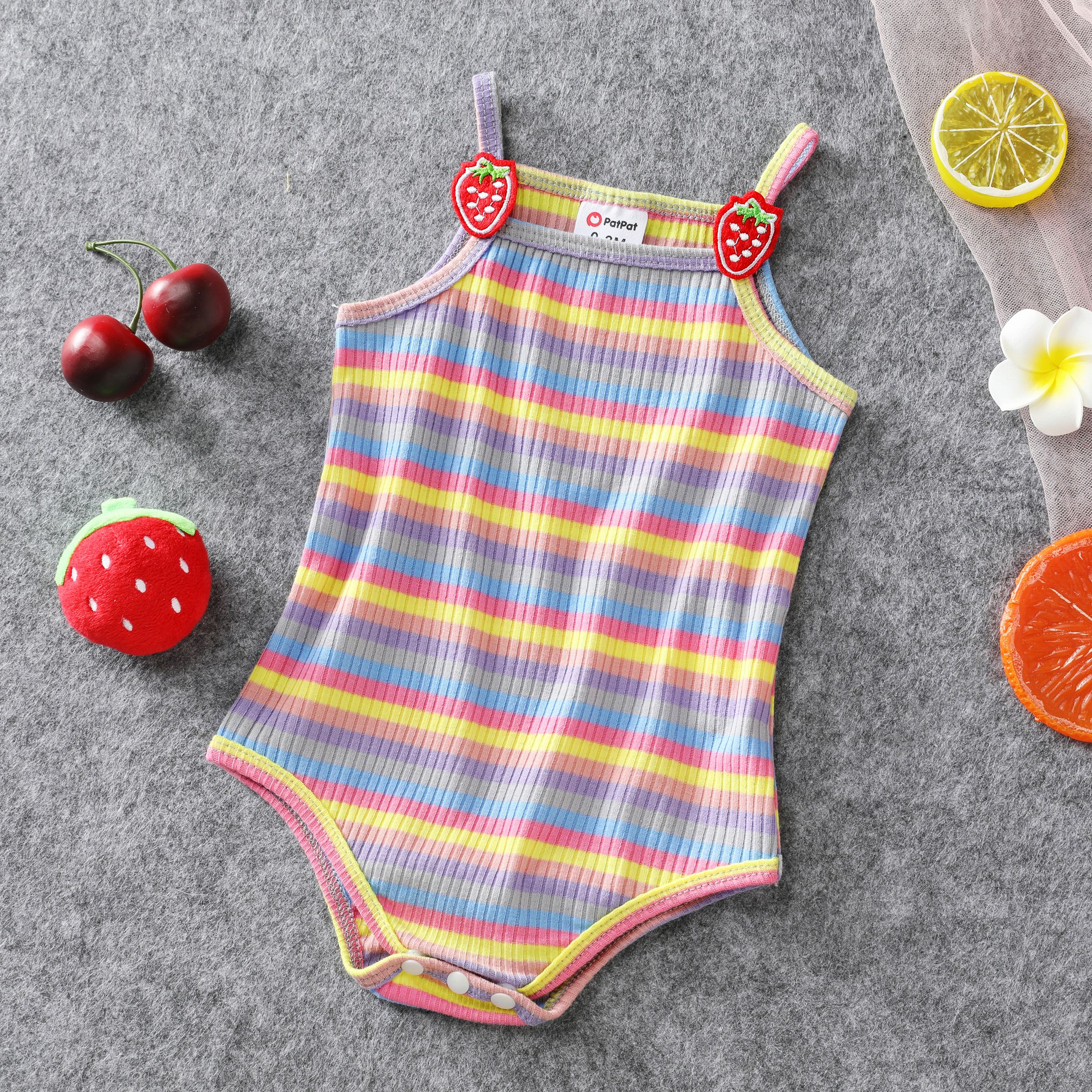 Baby Girl Hyper-Tactile 3D Design Colorful Stripe Romper