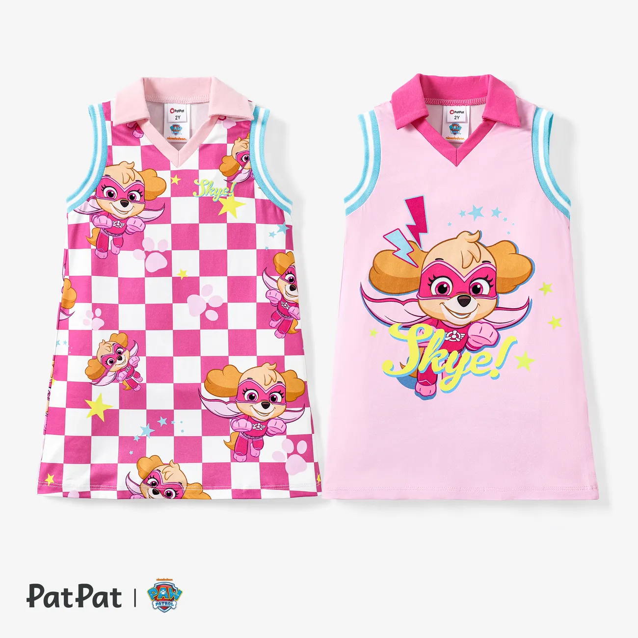 PAW Patrol 1pc Toddler Girls Polo Collared Character Checked Dress
 Roseo big image 1