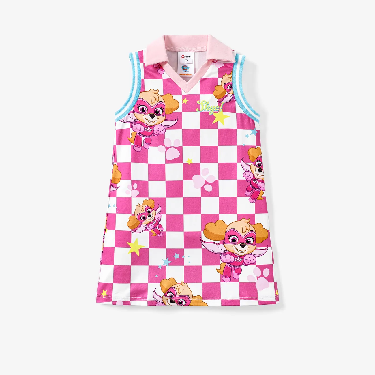 PAW Patrol 1pc Toddler Girls Polo Collared Character Checked Dress
 PinkyWhite big image 1