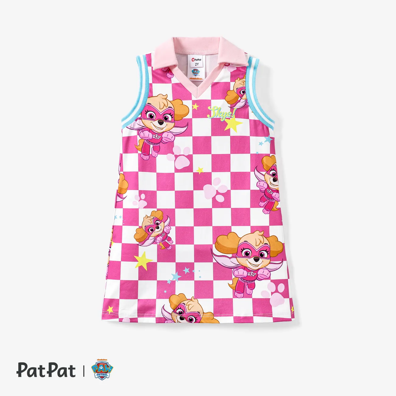 PAW Patrol 1pc Toddler Girls Polo Collared Character Checked Dress
 PinkyWhite big image 1