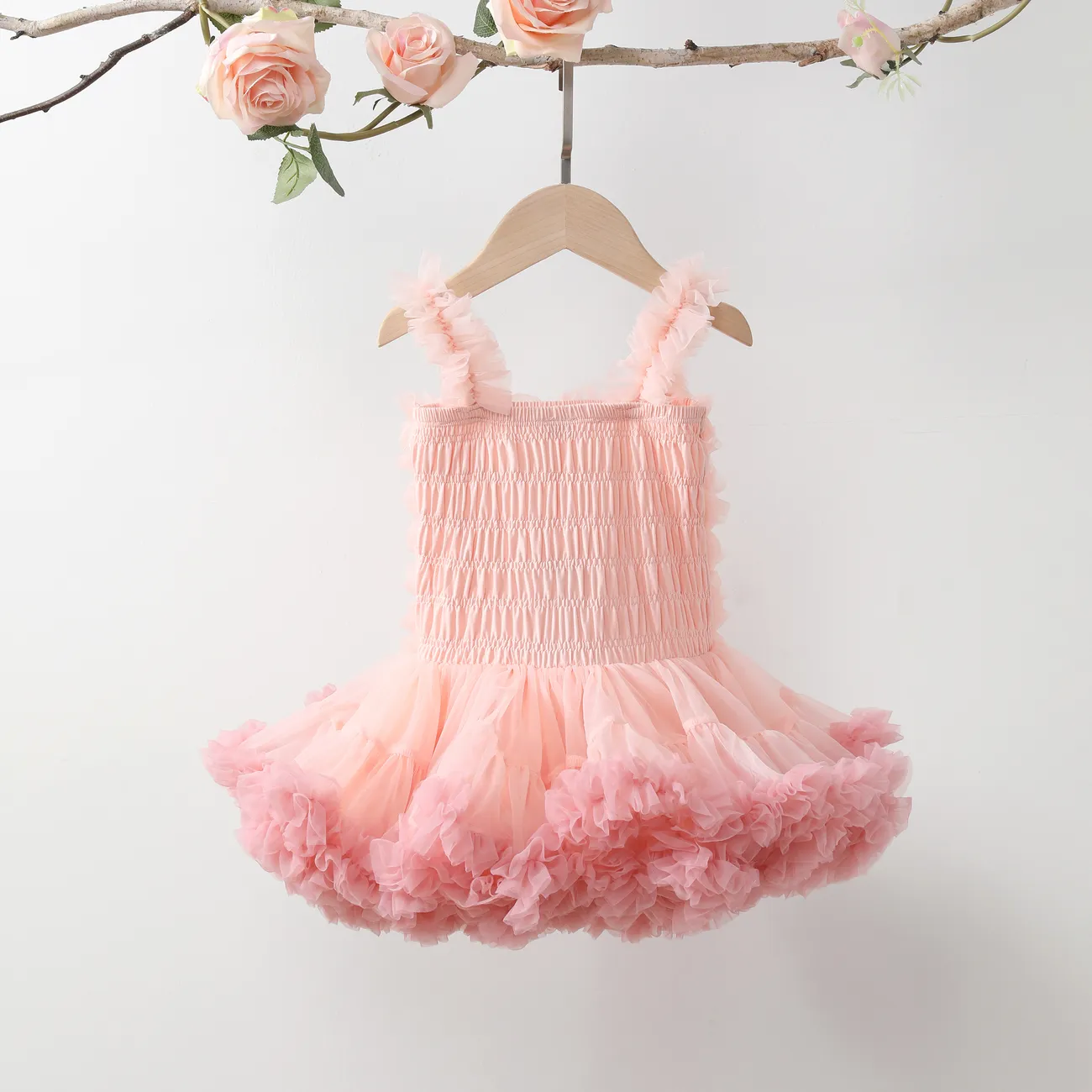 Sweet Girl Tutu Dress with Agaric Edge, Cotton-Spandex Blend, for Kids, Regular Pink big image 1