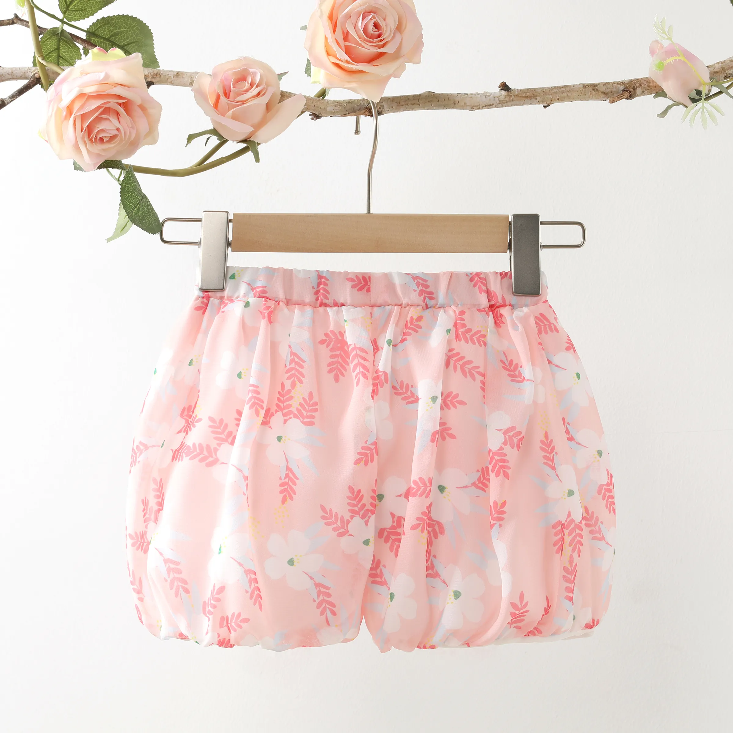 Toddler Girl Sweet Oversized Floral Print Bottoms/Shorts