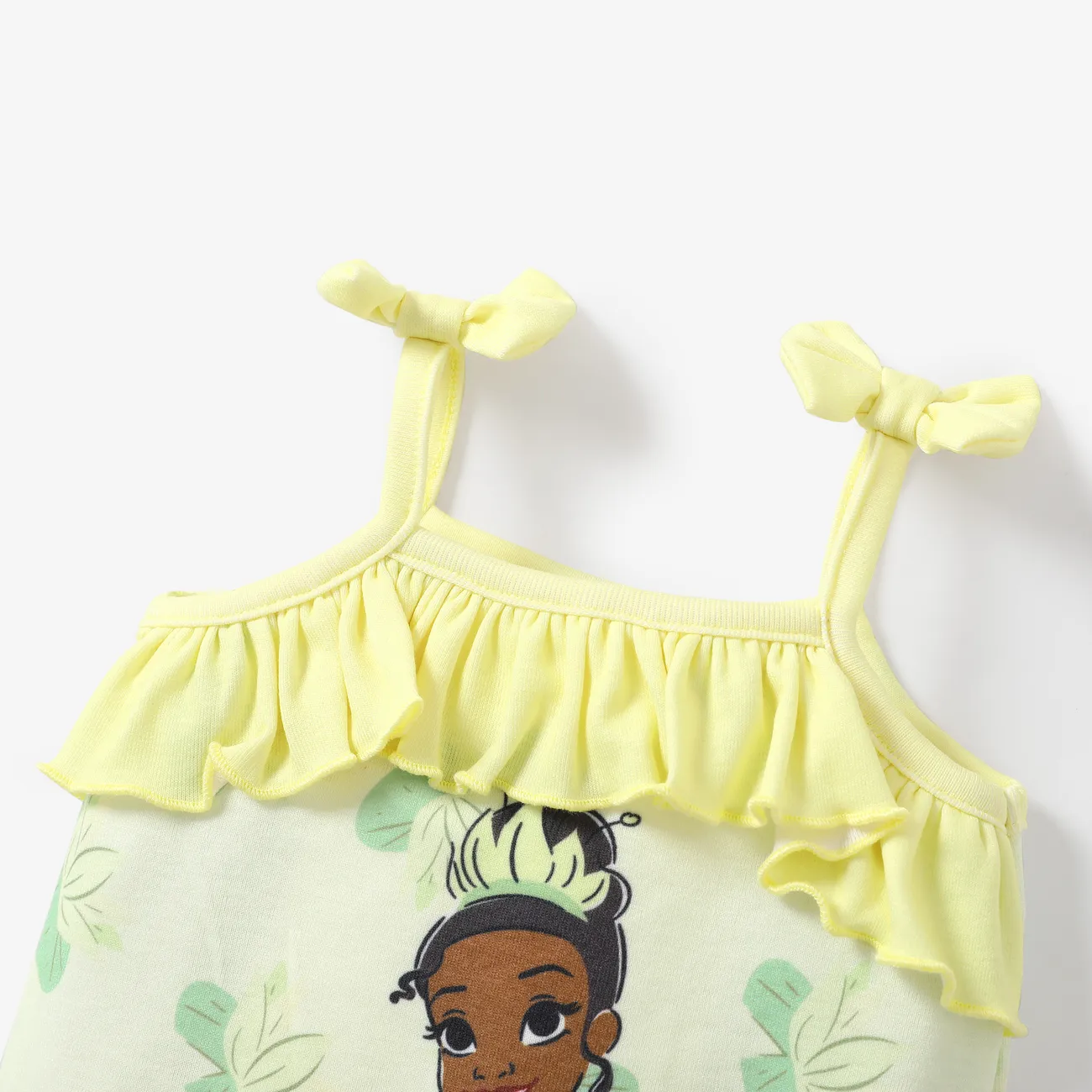 Disney Princess Ariel/Belle 1pc Baby Girls Naia™ Character Bowknot Button Up Romper
 Green big image 1