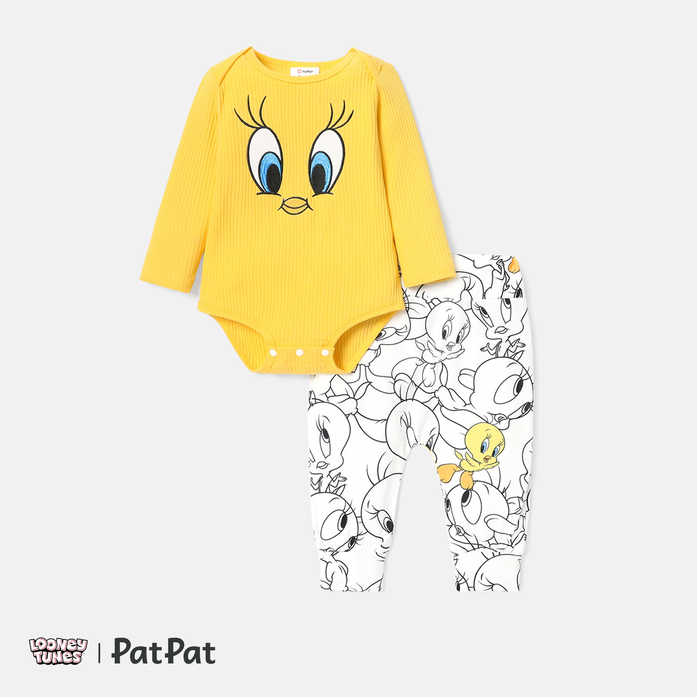 Looney Tunes 2pcs Baby Boy/Girl Cartoon Print Long-sleeve Romper & Pants Set