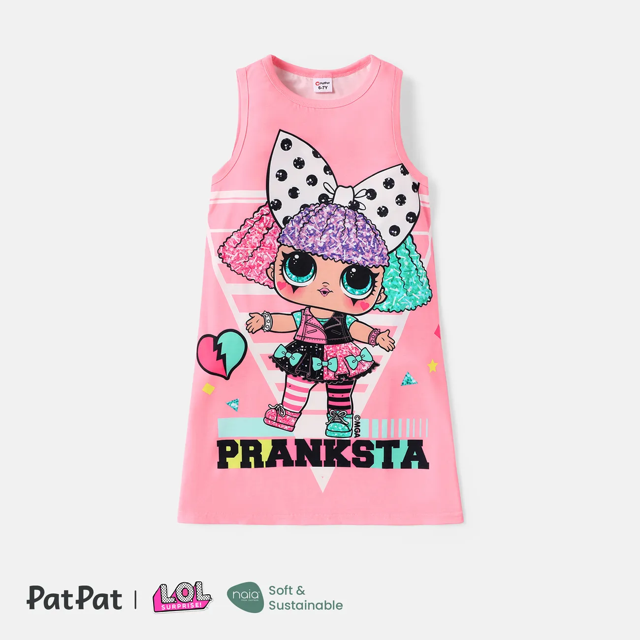 L.O.L. SURPRISE! Kid Girl Naia Character Print Sleeveless Dress Pink big image 1